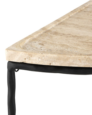 Boyles Travertine Demi-Lune Table