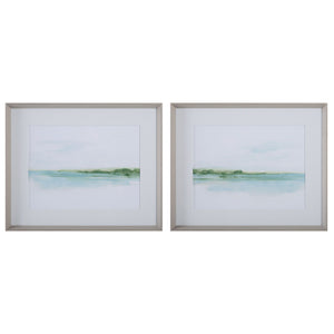 Uttermost Green Ribbon Coast Framed Prints Set/2