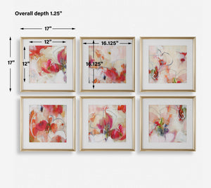 Uttermost Fresh Start Red Abstract Prints, S/6