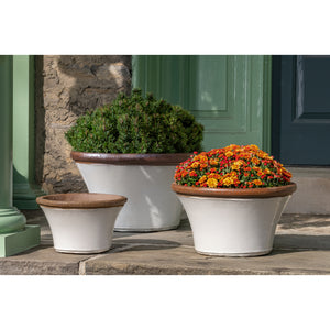 Antique White Glazed Flare Top Planters - Set of 3