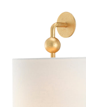 Tavey Gold Wall Sconce - White Shade
