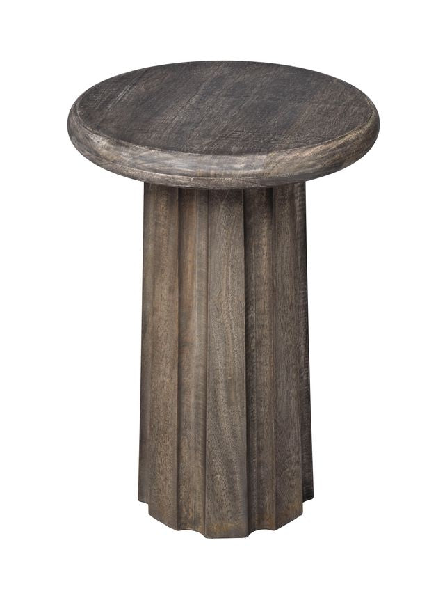 Cremini Wood Side Table, Grey Wash