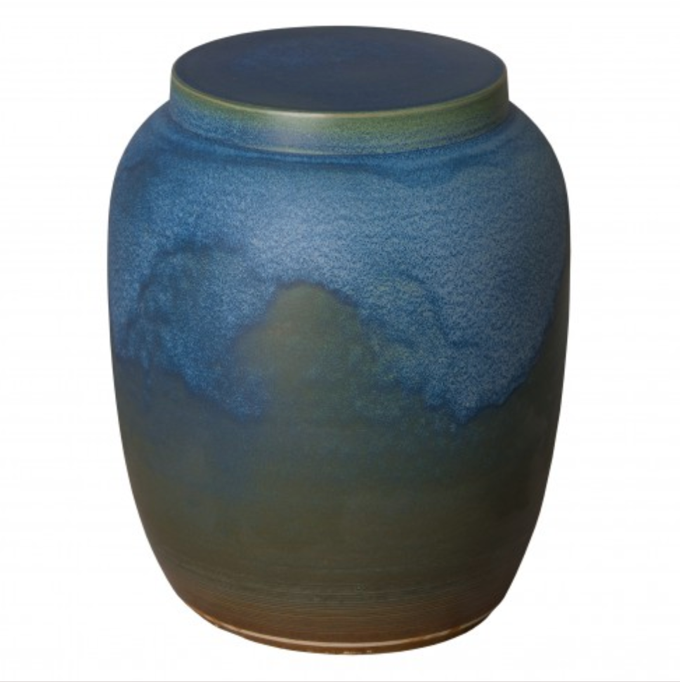 Lantern Garden Stool - Verdigris Glaze