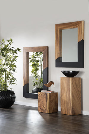 Geometry Wood Mirror, Natural, Black