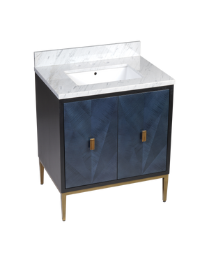 Kallista 30" Blue Vanity with Rectangular Undermount Sink