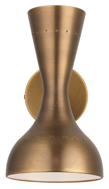 Pisa 1-Light Wall Sconce, Antique Brass Metal