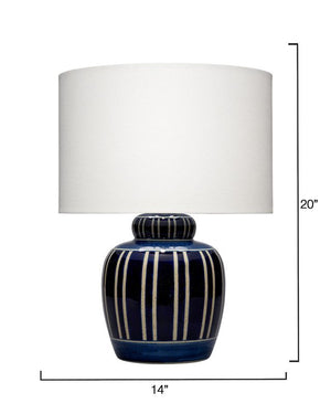 Arthur Ceramid Table Lamp, Navy Blue