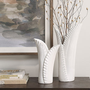 Uttermost Leafscape White Vases Set/2
