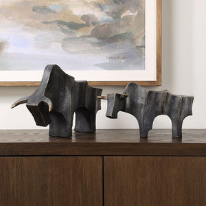 Uttermost Regal Bull Bronze Sculptures Set/2