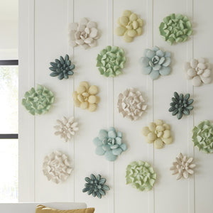 Laui Succulent Wall Art, White Stone