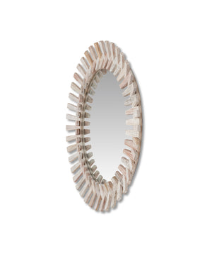 Diza Round Whitewash Mirror