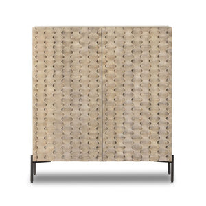 Raffael Bar Cabinet-Carved Stone Wash Mango