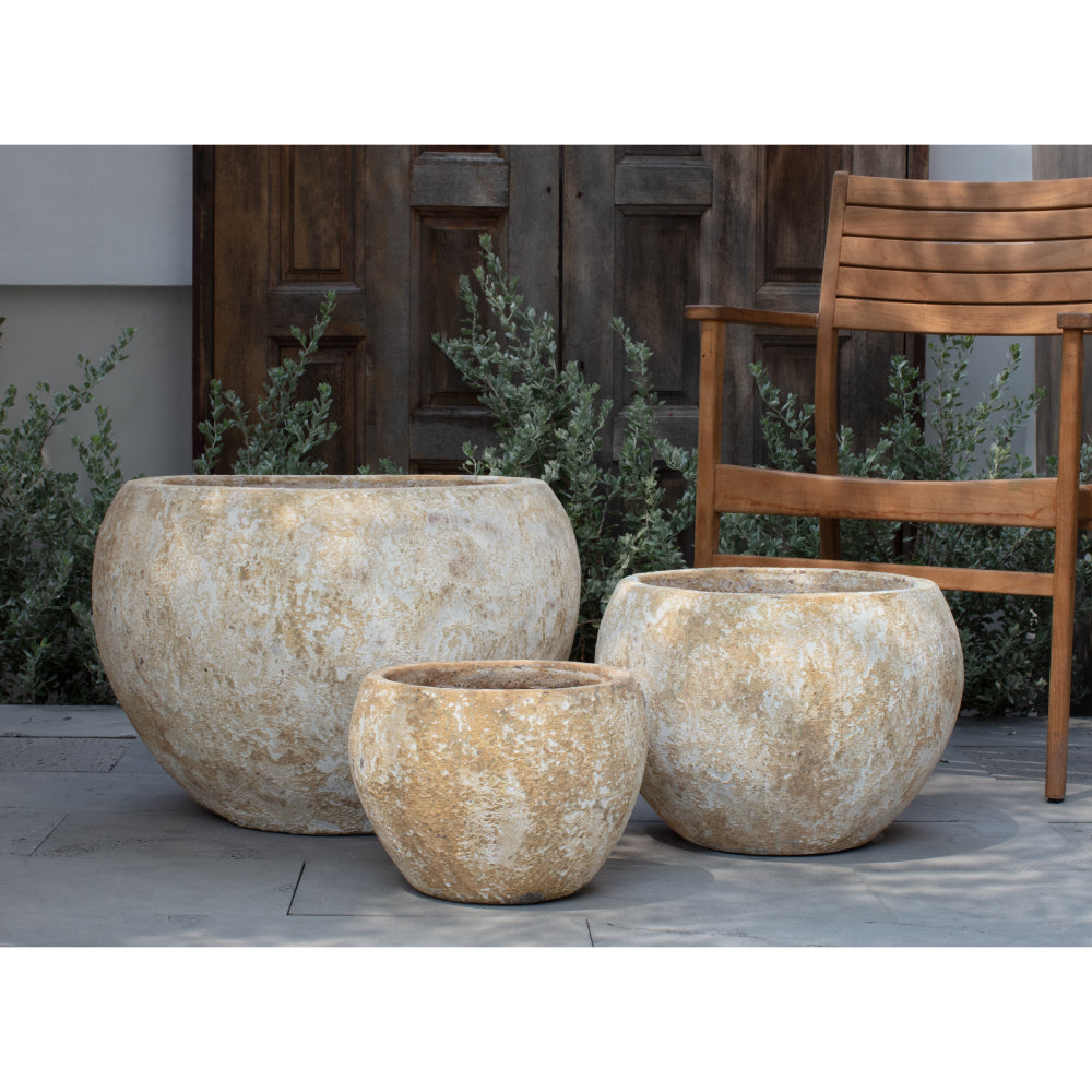 large rustic plant pots Vicolo Gesso Rustic Glazed Terra Cotta Planters - Set of 3