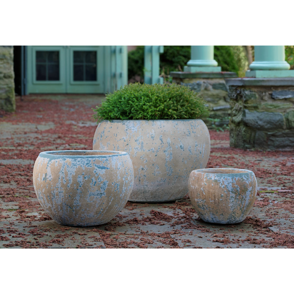 Vicolo Como Rustic Glazed Terra Cotta Planters - Set of 3