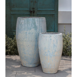 Vicolo Bianco Glazed Terra Cotta Bullet Planters - Set of 2