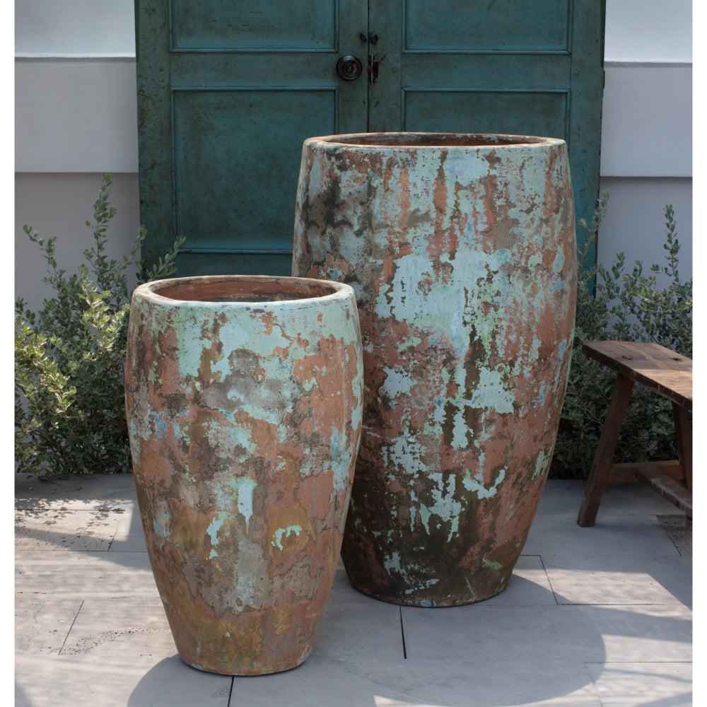 Vicolo Vecchio Glazed Terra Cotta Bullet Planters - Set of 2