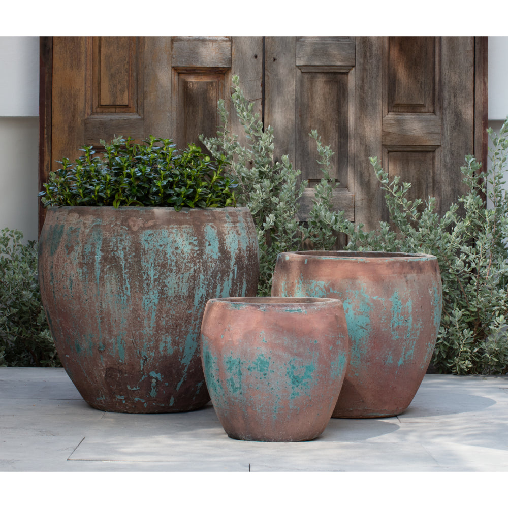 Vicolo Rustico Glazed Terra Cotta Bullet Planters - Set of 3