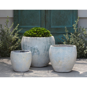 Vicolo Bianco Glazed Terra Cotta Bullet Planters - Set of 3