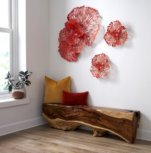 Flower Wall Art, Extra Small, Coral, Metal