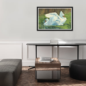 A Pair of Swans by Sam Nash - 45" x 30" Framed