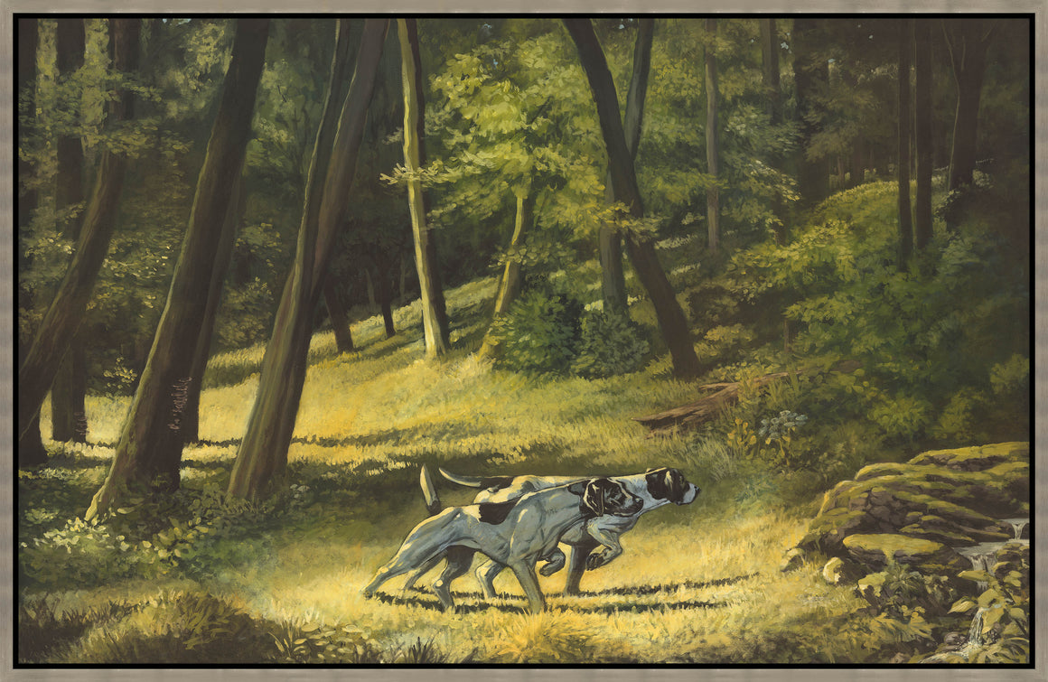 Les Chiens De Chasse by Sam Nash - 47" x 30" Framed
