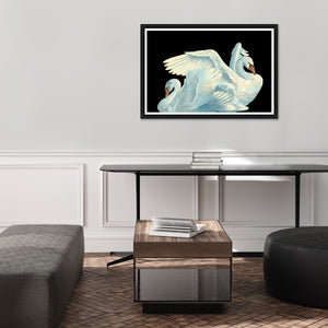Gliding Swans by Sam Nash - 45" x 30" Framed