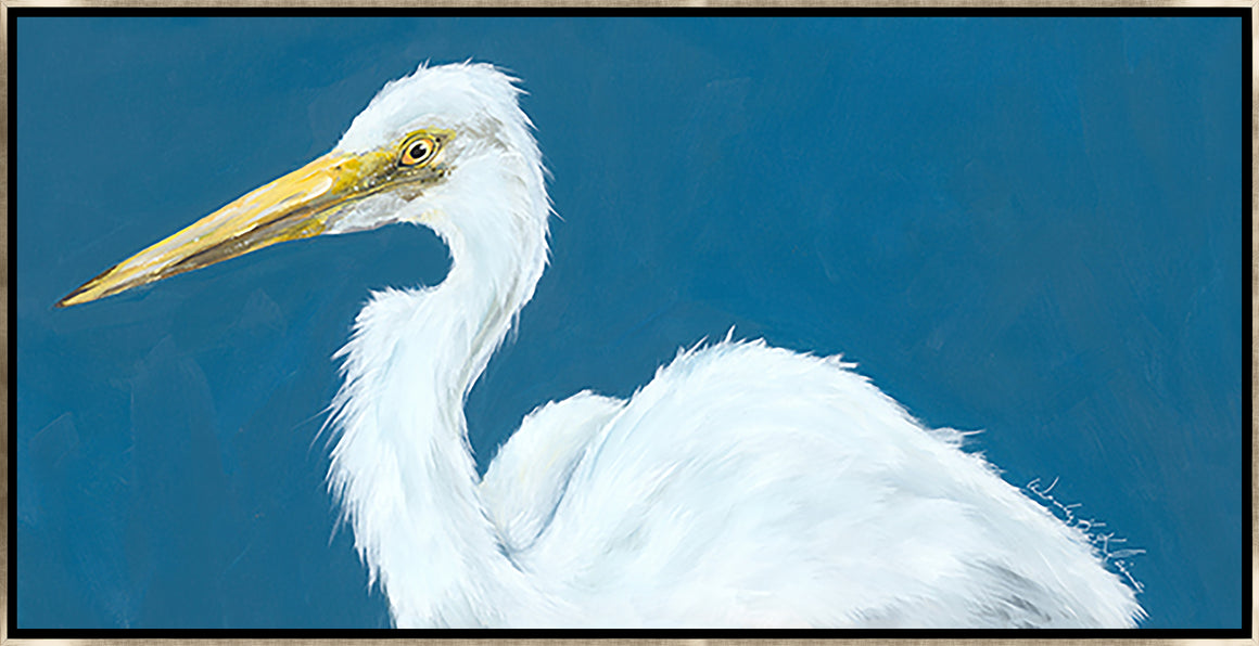 White Heron I by Wendy Kleine - 48" x 24" Framed