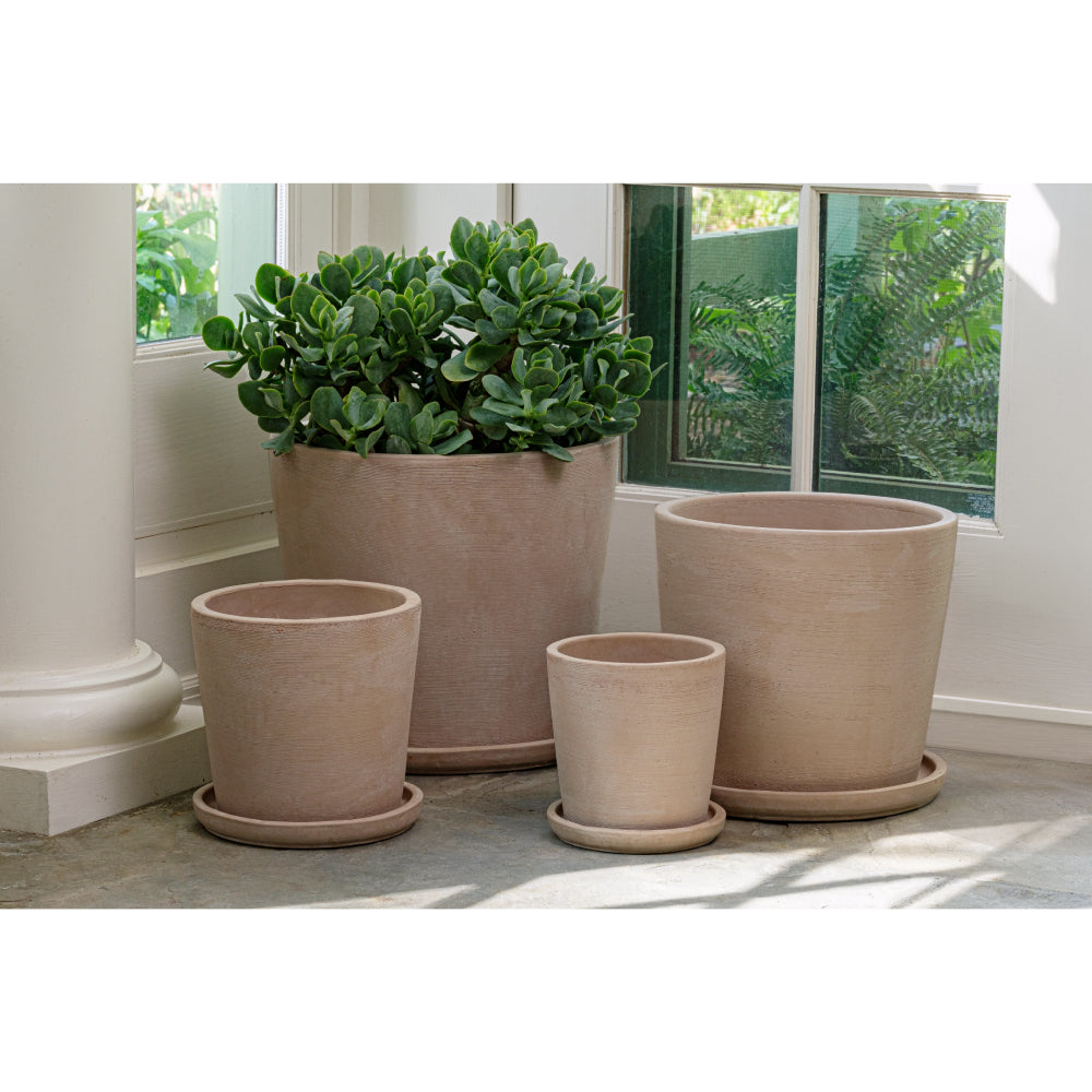 Shell Beige Glazed Terra Cotta Planters - Set of 4