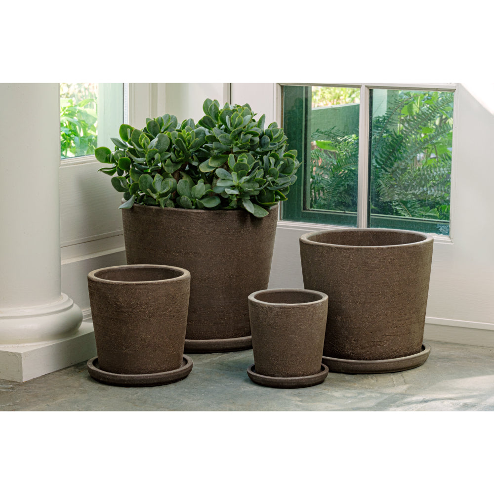 Carob Brown Glazed Terra Cotta Planters - Set of 4