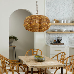 Clamshell Wood Beaded 4-Light Small Chandelier