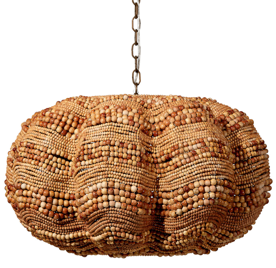 Clamshell Chandelier - Natural Wood Beads