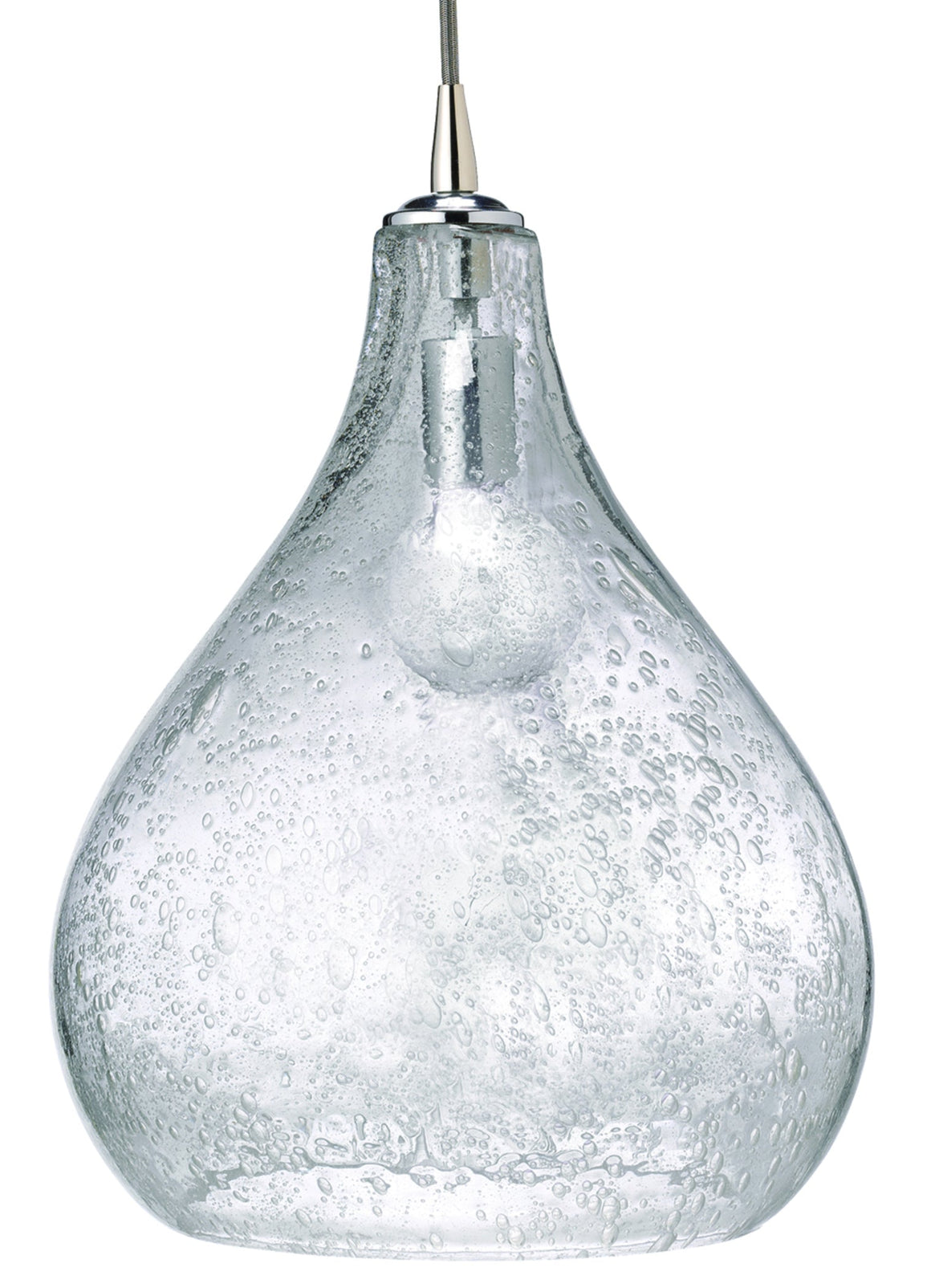 Curved Seeded Glass 1-Light Pendant, Large