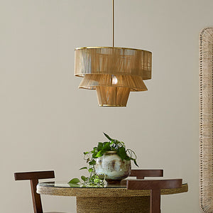 Dimension 1-Light Iron and Cotton Chandelier