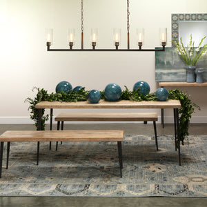 Linear 6-Light Steel Chandelier, Bronze