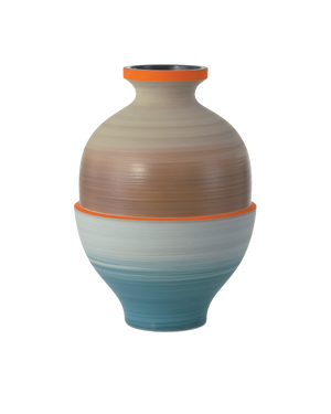 Happy 80's Gray, Beige, Orange & Blue Vase Set of 3
