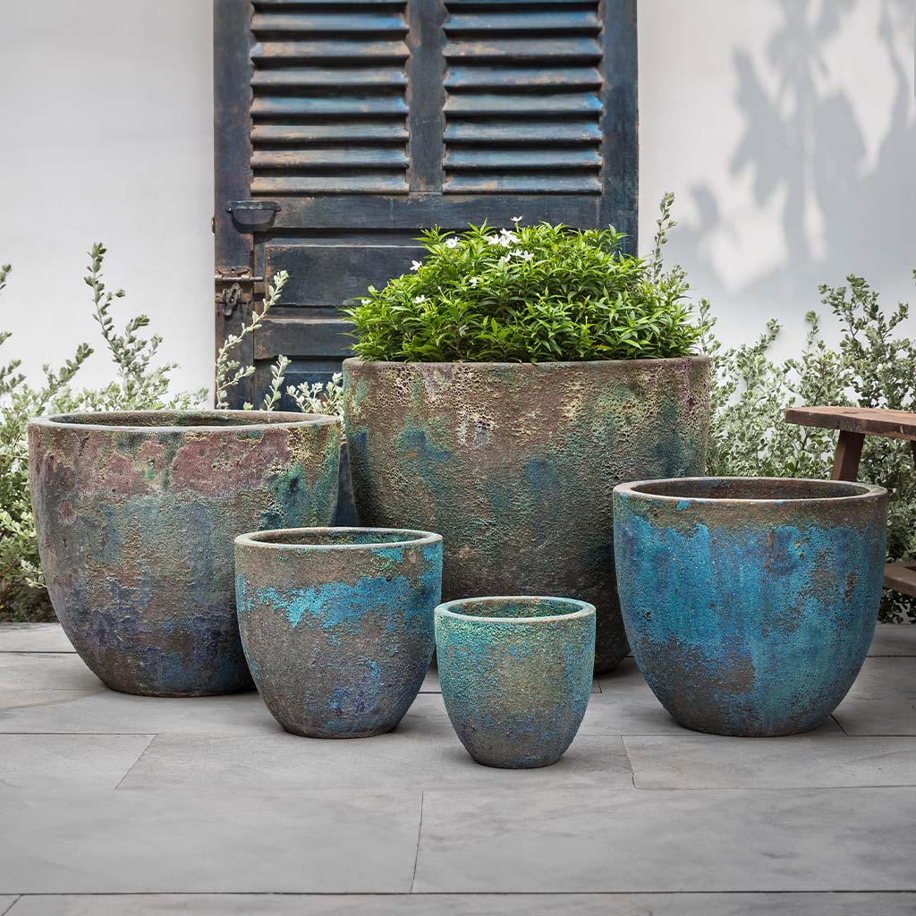 turquoise outdoor plant pot Apero Planter - Blue Verdigris - Set of 5