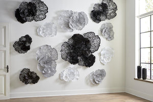 Flower Wall Art, Small, Gray, Metal