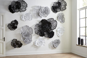 Flower Wall Art, Medium, Black, Metal