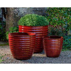 Linea Tropic Red Glazed Terra Cotta Planters - Set of 3