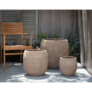 Tahoe Glazed Brown Terra Cotta Planters - Set of 3