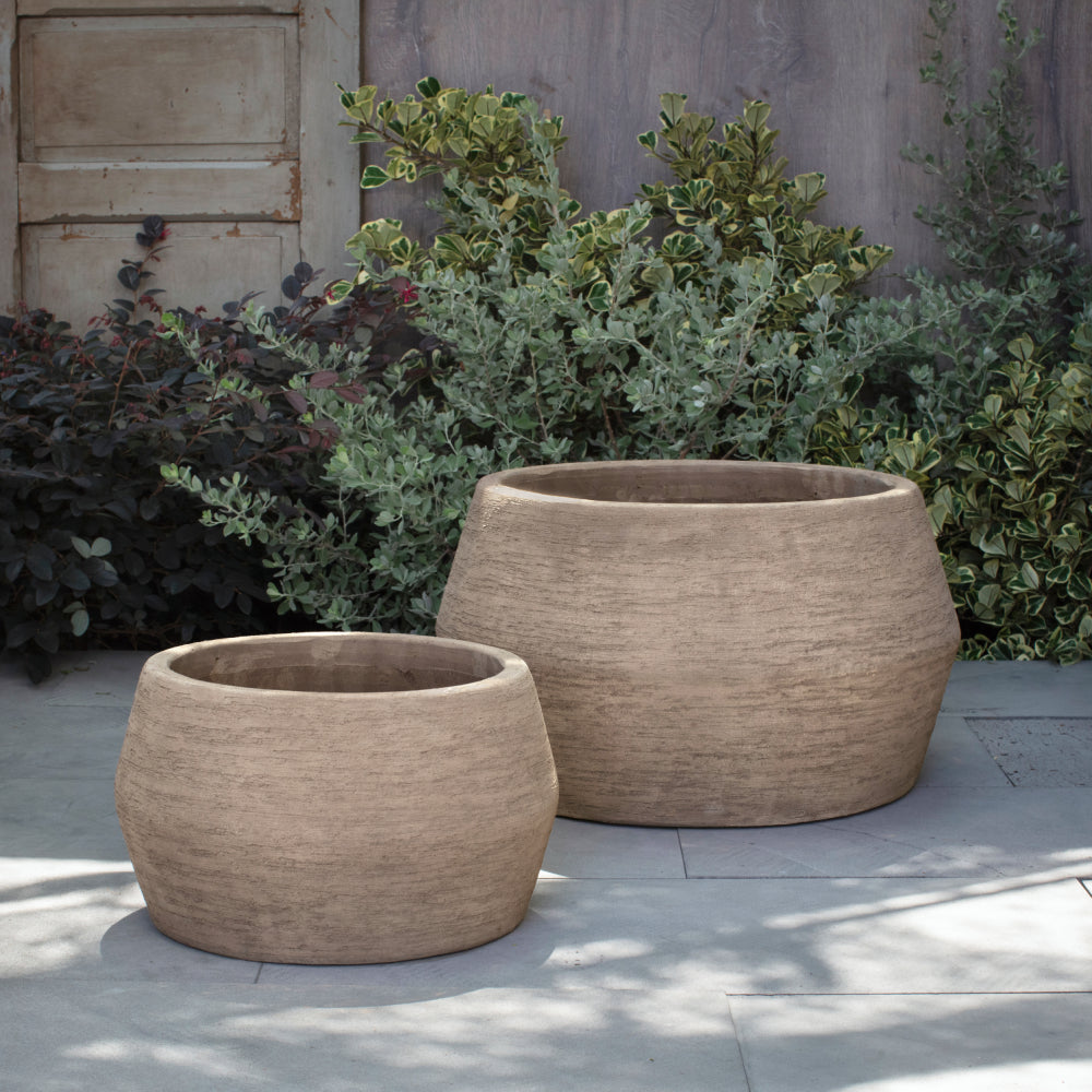 Sequoia Glazed Brown Terra Cotta Planters - Set of 2