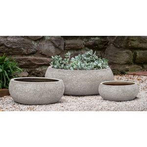 Zaha Glazed Terra Cotta Low Bowl Planters – Set of 3