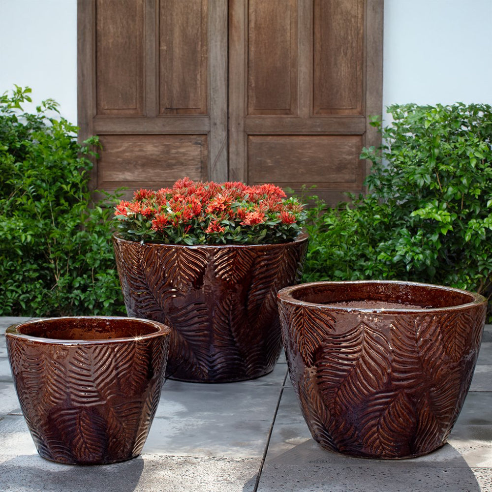 Tropicale Glazed Planter in Cognac - Set of 3