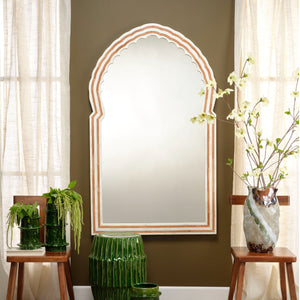 Bardot 60" Wood & Buffalo Bone Arch Wall Mirror