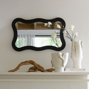Deli Wavy Bamboo Wall Mirror, Black