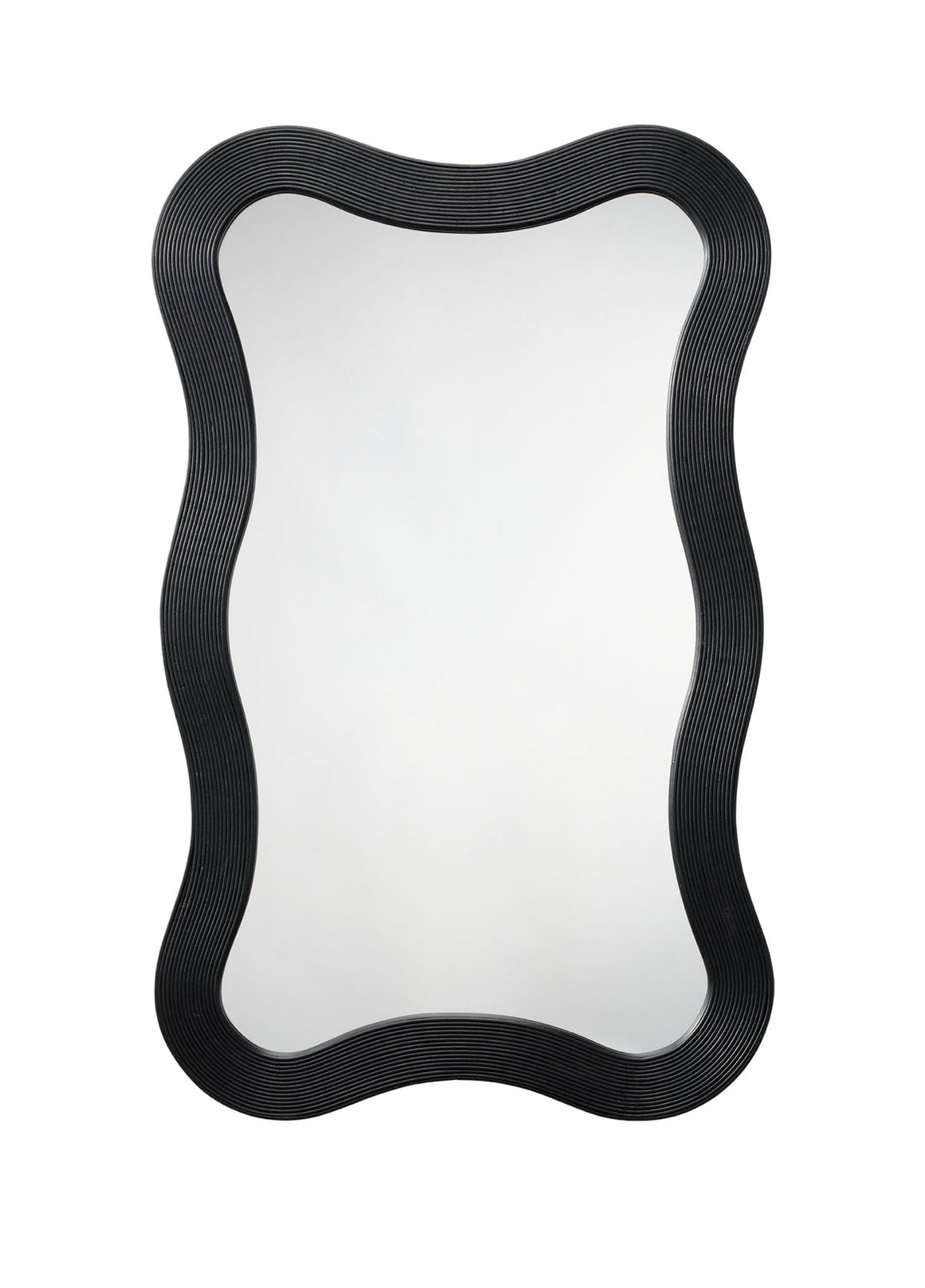 Deli Wavy Bamboo Wall Mirror, Black