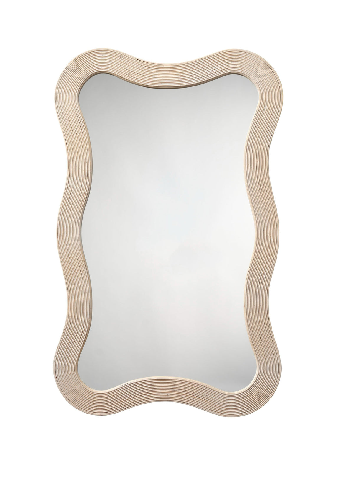 Deli Wavy Bamboo Wall Mirror, Cream