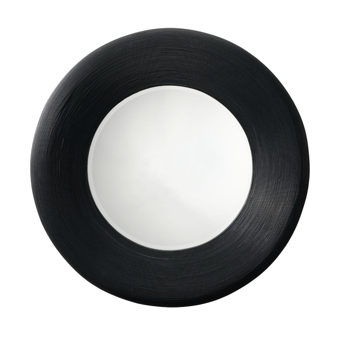 Paddock Bamboo Round Wall Mirror, Black