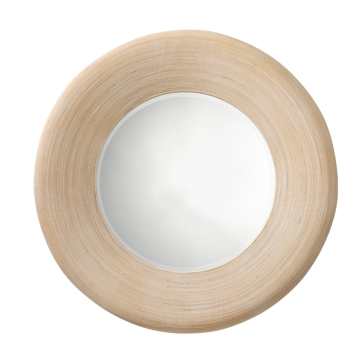 Paddock Bamboo Round Wall Mirror, Cream