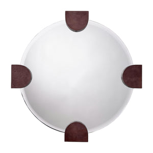 Quadrant Leather Round Wall Mirror